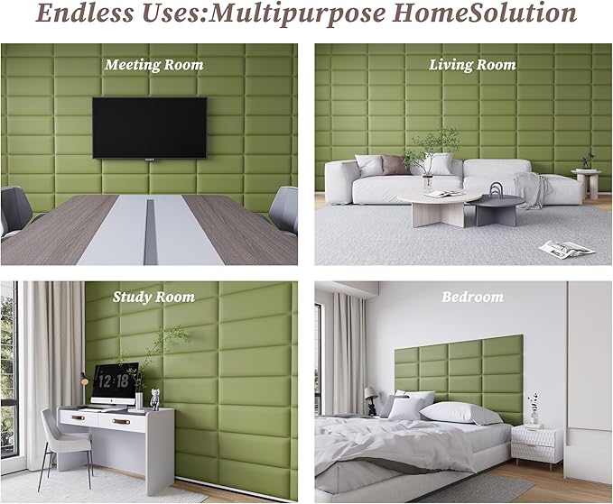 Queen Headboard for Adjustable Bed, 9-Pack Upholstered Peel and Stick Wall Panels, Wall Mounted Head Boards/Queen for Bedroom Wall Decor, 10"x24" Each, Dark Green