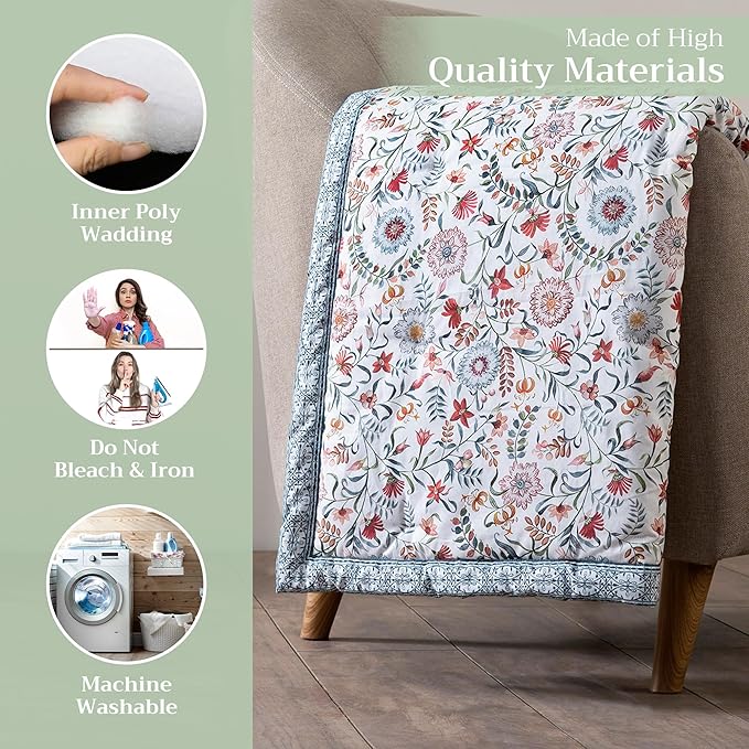 Maison d' Hermine Throw Blanket for Couch Lightweight Soft Warm Breathable Cotton Throw Blankets for Bed Girls Boys Women Men Gifts Sofa Travel Living Room Chair Bedding (50"x60", Nellore)