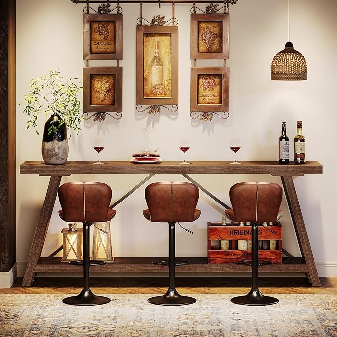 Tribesigns 70.9 Inches Extra Long Sofa Table Behind Couch, Industrial Entry Console Table with Storage for Hallway, Entryway, Living Room, Light Natural Brown