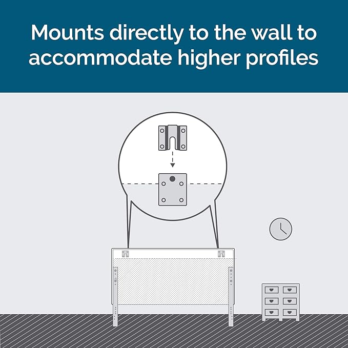 LUCID Mid-Rise Square Channeled Upholstered Cobalt Attach Frame-Wall Mount Cal King Headboard, King/Cal King