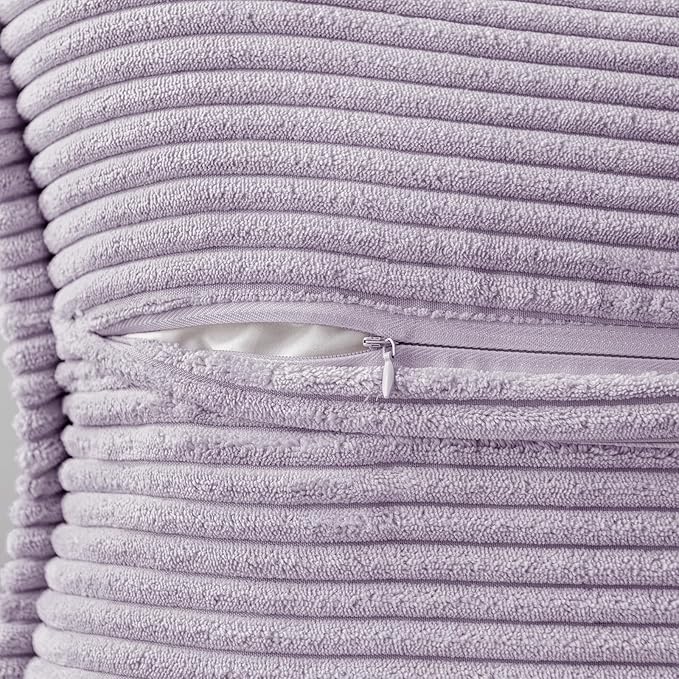 MIULEE Decorative Throw Pillow Covers for Couch Bed Livingroom 18x18 Inch Set of 2 Purple Boho Accent Throw Pllows Broadside Striped Patchwork Soft Corduroy Pillowcases