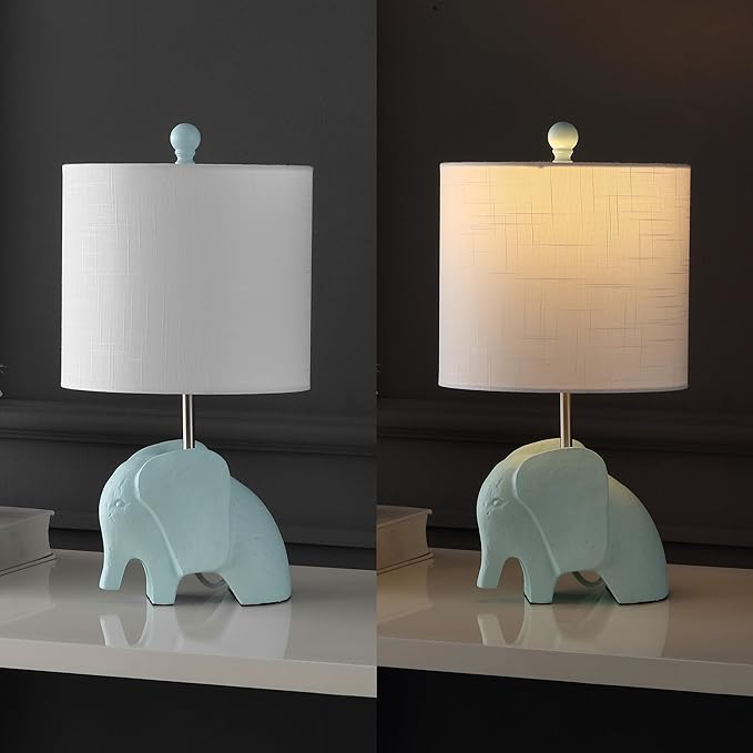 JONATHAN Y JYL1143B Koda 17.5" Eclectic Southwestern Resin/Iron Elephant LED Kids Table Lamp, Global, Transitional, Rustic, Office, Living Room, Dining Room, Bedroom, Hallway, Foyer, Turquoise