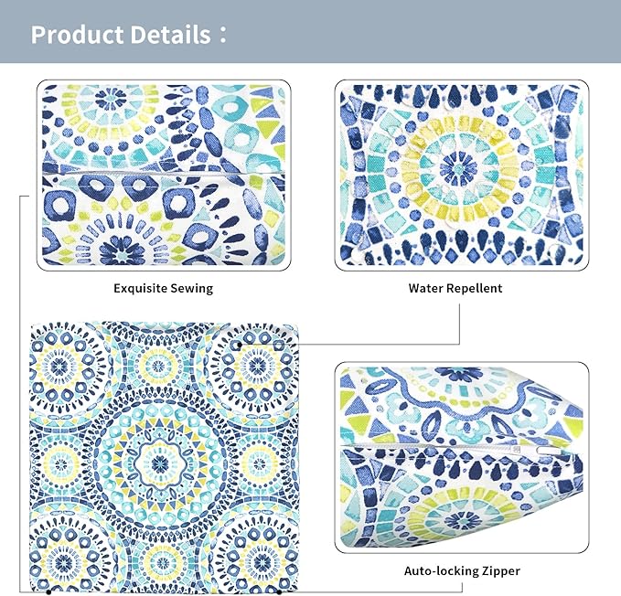 Outdoor Throw Pillow Covers 18”x18”, Decorative Pillow Covers for Patio Furniture, Modern Cushion Cases for Garden Couch Home Sofa Bed Office Chair, Pack of 2, Delancey Lagoon