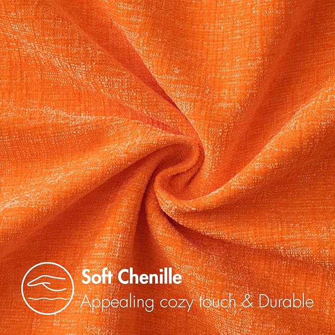MIULEE Fall Pack of 2 Bright Orange Throw Pillow Covers 16x16 Inch Soft Chenille Pillow Covers for Sofa Living Room Couch Solid Dyed Cases