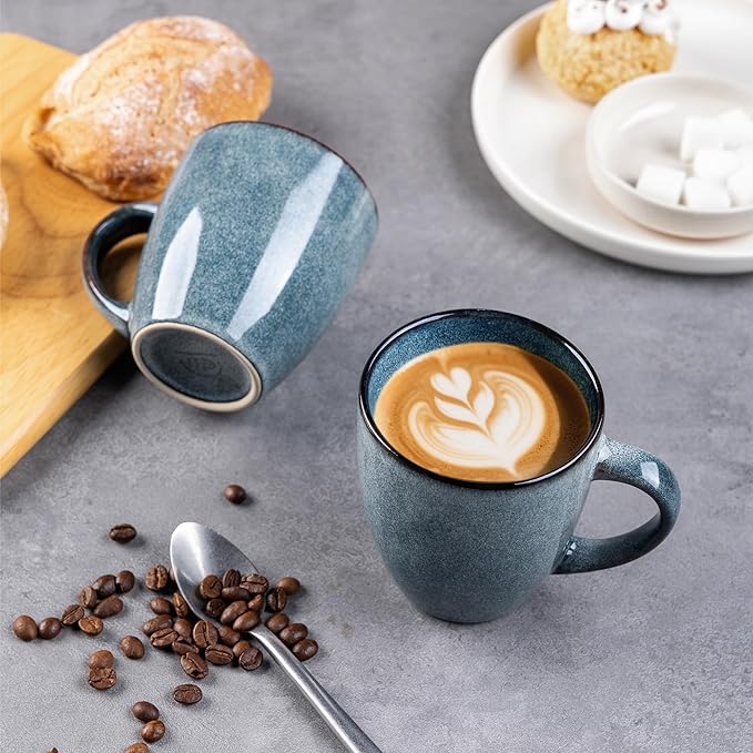 GBHOME Ceramic Coffee Mugs Set of 4, 12oz Stoneware Coffee Mugs Set For Dad Mom Women MEN, Light Weight Ceramic Coffee Cups for Latte/Tea/Beer/Hot Cocoa, Dishwasher & Microwave Safe