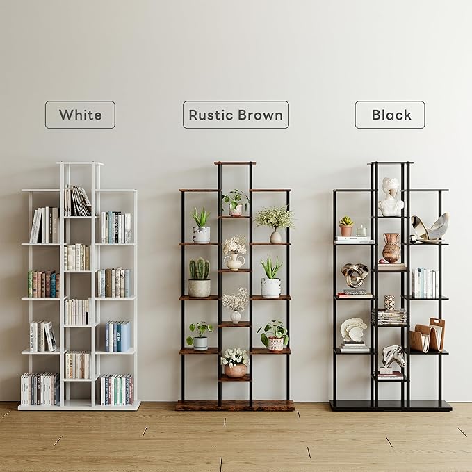 Bookshelf，Small Bookcase for Small Space，6-Tier Bookshelf for Living Room, Home Office, Study，7.87 x 26.77 x 55.5 Inches,Rustic Brown