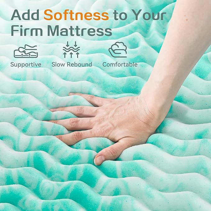 SINWEEK 1.5 Inch Memory Foam Mattress Topper Twin XL, Twin Extra Long Mattress Pads for College Dorm Single Bed, Pressure Relieve CertiPUR-US Certified, 39x80 Inches, Green