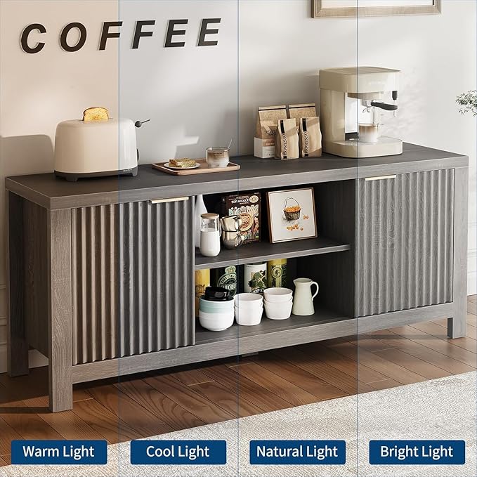 TV Stand for TVs up to 65 Inch – Television Stands 100lbs Capacity, Media Console Table, Entertainment Center with Open Storage Shelves – Fits 50/55/60/65 Inch TVs (Grain Oak)