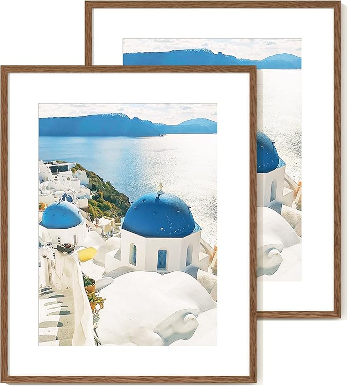 Axeman 24x30 Picture Frame | Solid Oak Wood 24 By 30 Poster Frame With Mat For 18x24 | 24''x30'' Wood Frame | Tempered Glass And Hanging Hardware Included Home Wall Decor Hanging Frame | Walnut, 2 PCs