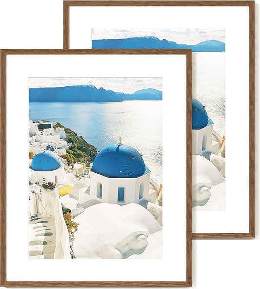 Axeman 24x30 Picture Frame | Solid Oak Wood 24 By 30 Poster Frame With Mat For 18x24 | 24''x30'' Wood Frame | Tempered Glass And Hanging Hardware Included Home Wall Decor Hanging Frame | Walnut, 2 PCs