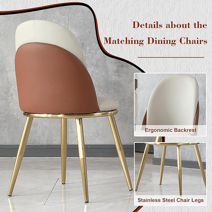 Dining Table Set with 8 Chairs, 53" Round Modern Marble Dining Table with Lazy Susan, Sintered Stone Top for Kitchen, Dining Room, Dinette