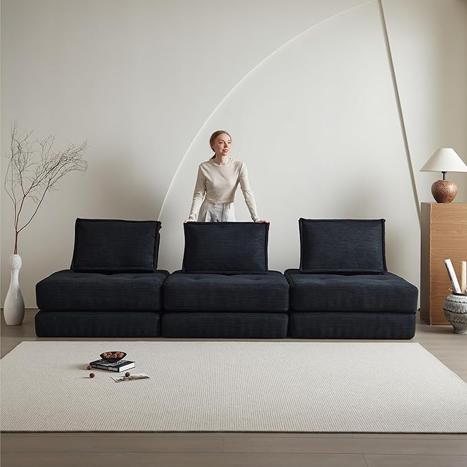 Convertible Folding Sofa Bed, Multi-Functional Sleeper sofa with Memory Foam and Back Support – Portable Futon Couch,Fold Out Chair Bed,Comfy Floor Sofa for Living Room, Bedroom, or Small Spaces