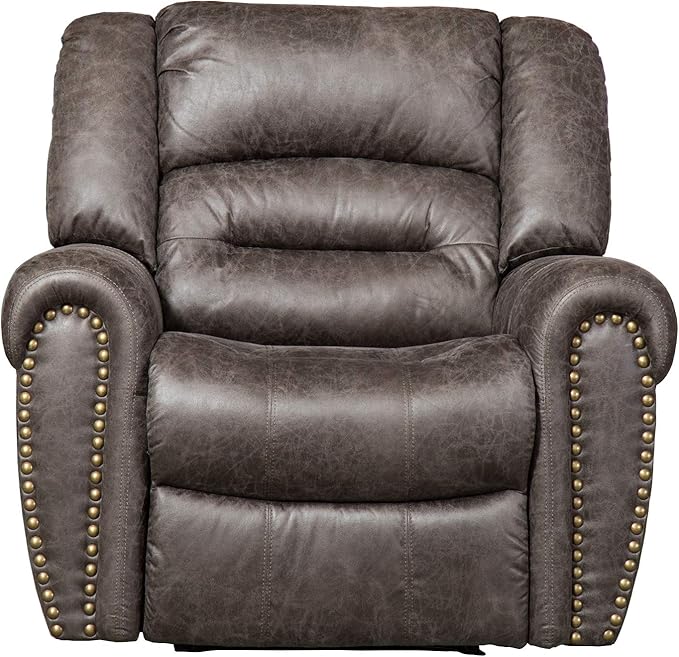 ANJ Electric Recliner Chair W/Breathable Bonded Leather, Classic Single Sofa Home Theater Recliner Seating W/USB Port (Smoky Gray)