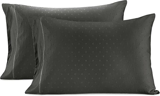 LANE LINEN Pillow Case Covers King, Set of 2, 100% Egyptian Cotton Sateen, Soft Cool & Smooth 1000 Thread Count Pillow Cases - Swiss Dot - Charcoal