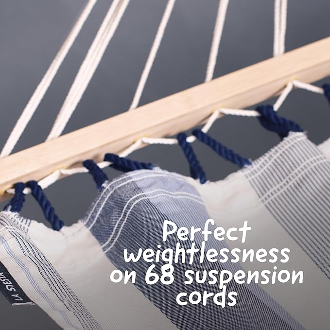 LA SIESTA Alisio Hammock & TreeMount, 2 Person Hammock, Max 355 Lbs, Blue, Weatherproof, Quick-Drying, Handwoven in Colombia