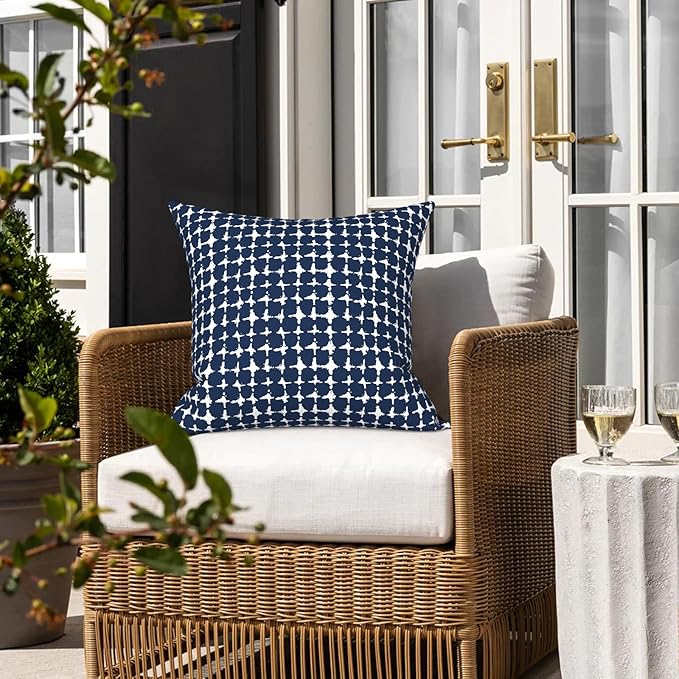 LVTXIII Outdoor Throw Pillows, Decorative Throw Pillows with Inserts, 16"x16" Square Pillows for Bed, Couch, Sofa and Patio Furniture, Set of 2, Tie-dye Navy