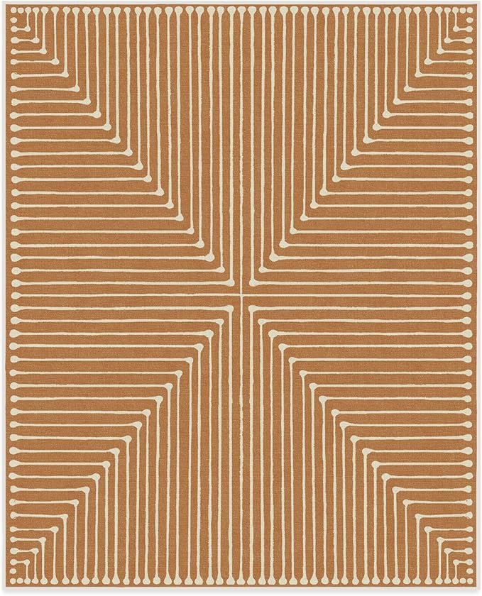 RUGGABLE x Jonathan Adler Machine Washable Modern Area Rug – Inkdrop Copper 8x10, Stain-Resistant, Non-Slip – Large Rugs for Living Room, Bedroom, Hallway, Entryway & Office–with Cushioned Pad