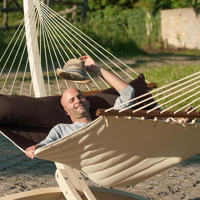 LA SIESTA Alabama Arabica - Weather-Resistant Quilted Spreader Bar Hammock Size King