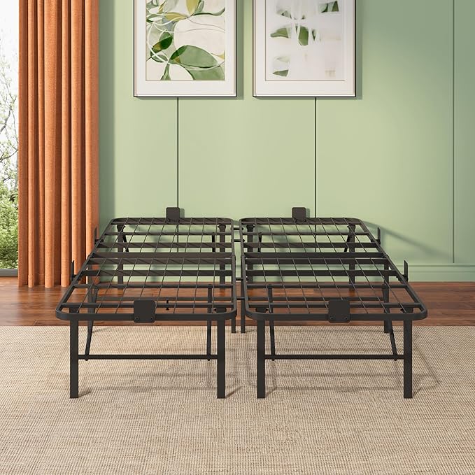 WLIVE Foldable Full Bed Frames, Metal Platform Bed Frame Full Size with Heavy Duty Steel Slats, No Box Spring Needed, Easy Assembly, No Noise, Black