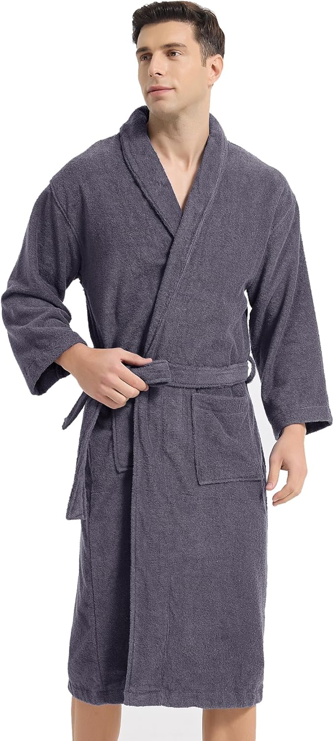 Classic Towels Bathrobe for men,Luxury Hotel Bathrobe,Cotton Terry Cloth Robe,Long Unisex Thick Plush Robe