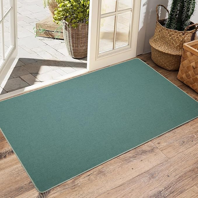 Yancorp 2.6'X4'Ultra Thin Big Bathroom Rugs,Low Profile Bath Mat Non Slip Fit Under Door Absorbent Shower Rug Washable Large Indoor Door Mat