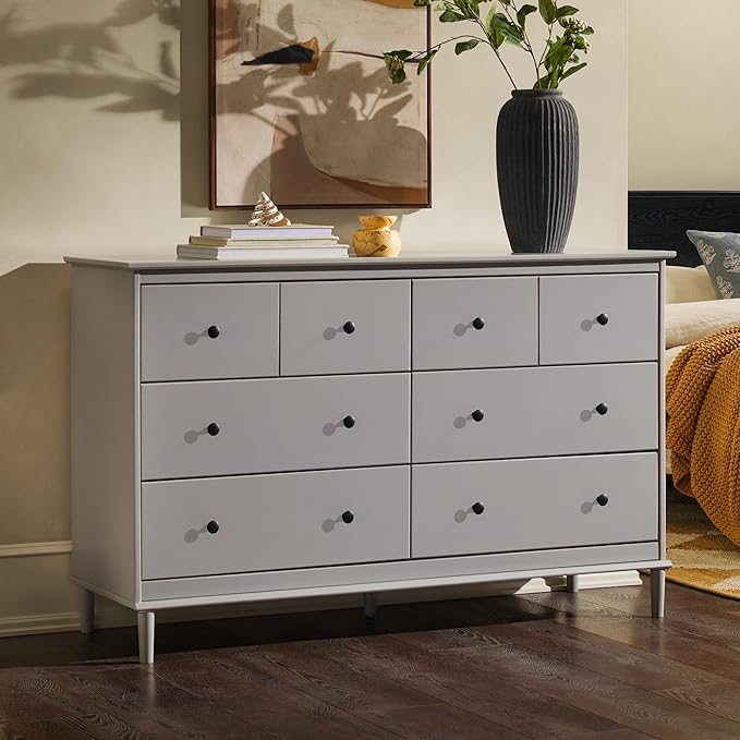 Walker Edison Modern 6-Drawer Solid Wood Dresser Bedroom Storage, 57 Inch, Grey