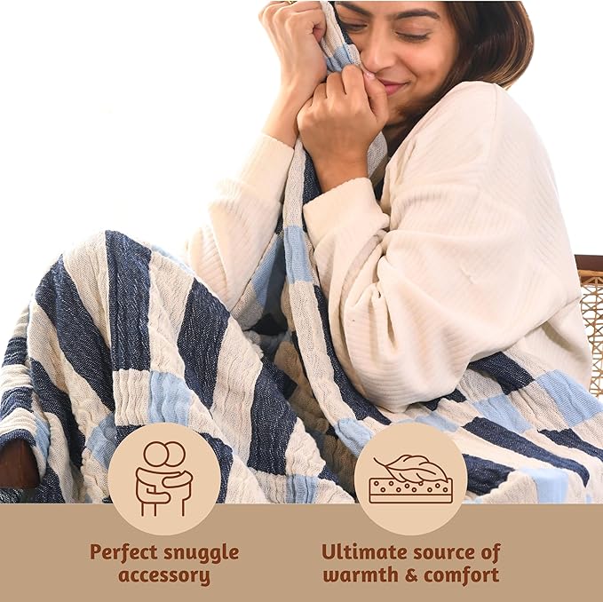 Folkulture Throw Blanket for Couch 50" x 60", 100% Recycled Cotton Couch Blanket and Throws for Chair, Boho Throws Blankets for Bed or Bed Throws for Sofa, Lightweight Throws