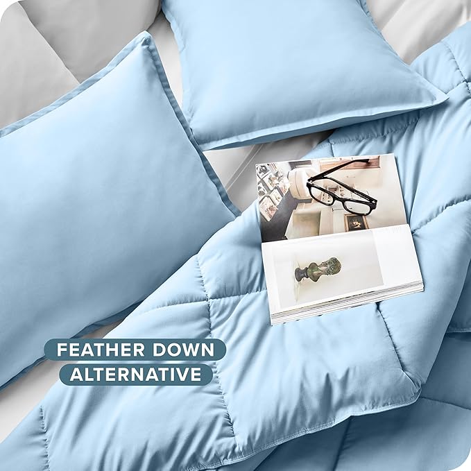 Bare Home Comforter Set - Twin/Twin Extra Long Size - Ultra-Soft - Goose Down Alternative - Premium 1800 Series - All Season Warmth (Twin/Twin XL, Light Blue)
