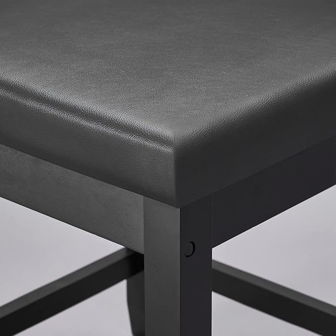 BEWISHOME Vanity Stool, Bedroom Vanity Chair with Upholstered Seat, Desk & Piano Stool Soft Cushioned Seat, Square 18” Height Makeup Bench, Vanity Bench Capacity 300lb Black FSD06H