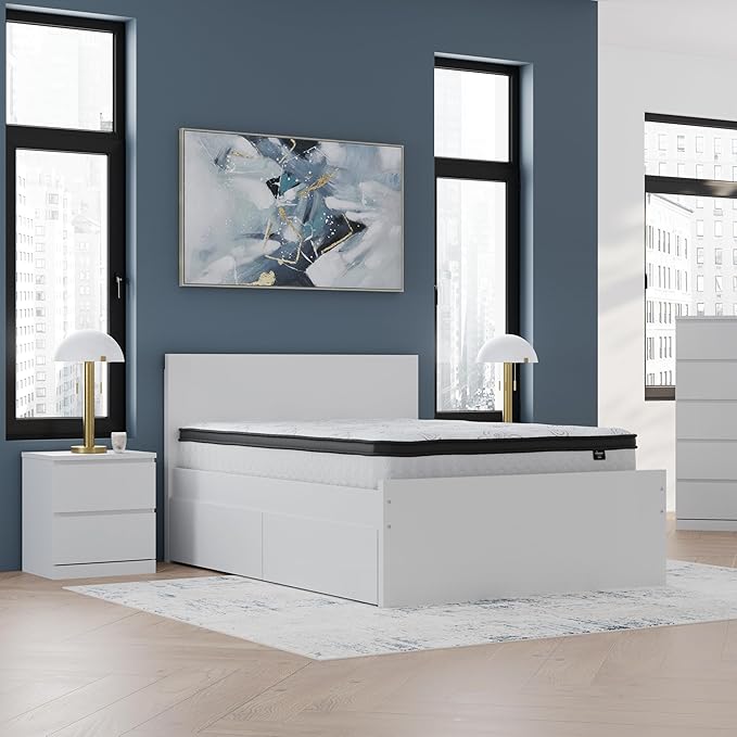 Signature Design by Ashley Full Size Chime 12 Inch Medium Firm Hybrid Mattresswith Cooling Gel Memory Foam for Pressure Relief, Fiberglass Free, Mattress In A Box