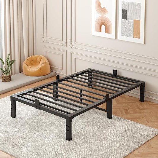 FUIOBYVV Twin XL Bed Frames 14 Inch Heavy Duty Metal Platform Bed Frame Twin Size Support Up to 3500 lbs, No Box Spring Needed/No Shaking/Steel Slat Support/Noise Free/Easy Assembly