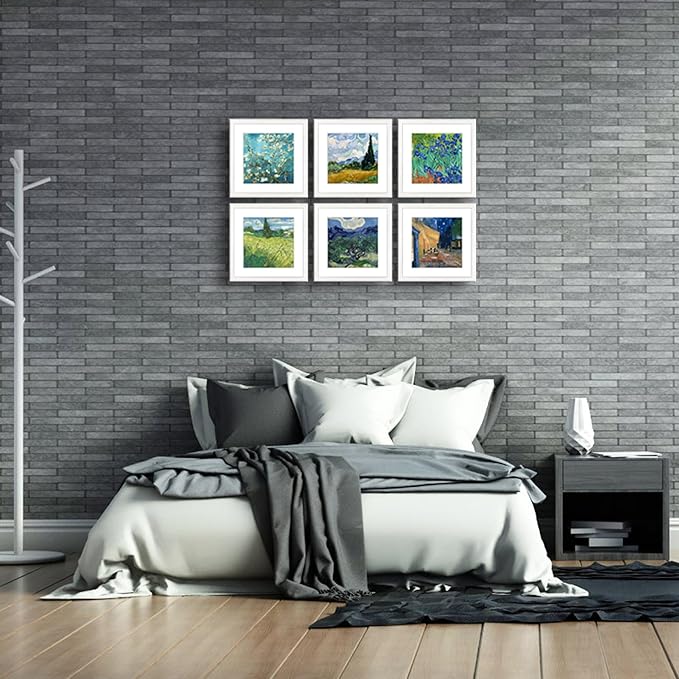 11x11 Picture Frame Set of 6 with Real Glass for Pictures 8x8 with Mat or 11x11 without Mat, Wall Gallery or Tabletop display Photo Frames in White