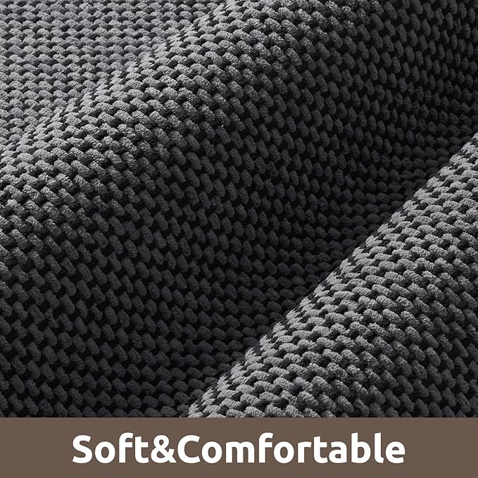 AMOAMI Chenille Bath Mat Super Absorbent Bathroom Mat Quick Dry Bath Mats for Bathroom Rubber Backed Bathroom Rugs Non Slip Washable Fit Under Door, Front of Bathtub, Sink, Darkgrey&Black 20"x32"