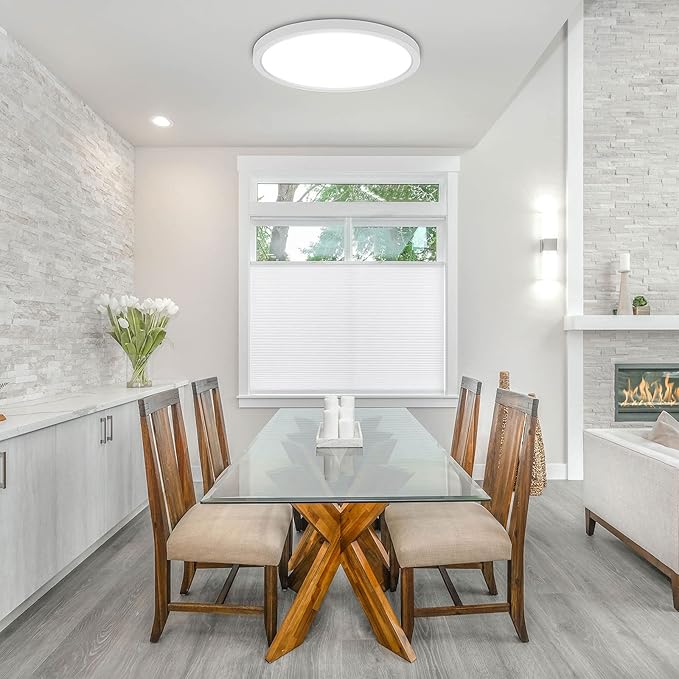 hykolity 18 Inch LED Round Flat Panel Light, White, 32W, 3200lm, 3000K/4000K/5000K CCT Selectable, 120°Beam Angle, Dimmable Edge-Lit Flush Mount Ceiling Light Fixture - ETL Listed