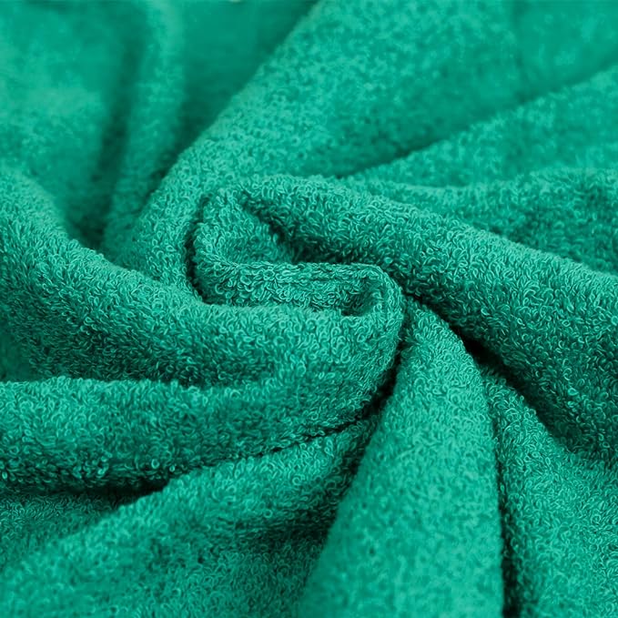 Amazon Basics 6 Piece Oversized Fade resistant Towel set, 100% Cotton towels for bathroom, soft and absorbent, 2 Bath Towels, 2 Hand Towels and 2 Washcloths bathroom towel set, Teal