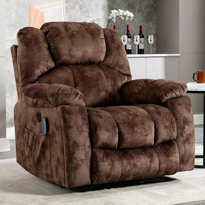 Phoenix Home Large Power Lift Recliner with Massage and Heat for Elderly, Electric Chair with USB Port, 2 Hidden Cup Holders, Dark Grey