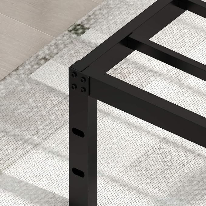 14 Inch Tall 3500lbs Heavy Duty Metal Bed Frame/with Storage/Mattress Foundation/Steel Slats Platform/Noise Free/No Box Spring Needed,Twin
