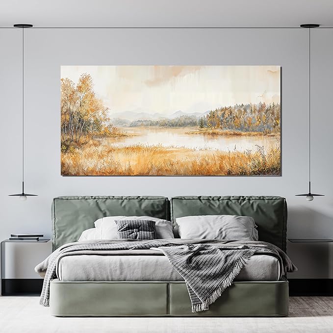 KUPTEU Canvas Wall Art Decor Large Wall Art Pictures for Living Room Coastal Landscape Wall Art Prints Art Work for Wall Decorations Artwork for Walls Bedroom Home Aesthetic Art Decor 24" X 48"