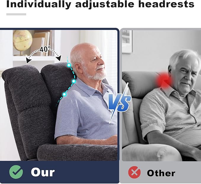 Triple Motor Power Lift Recliner Chair with Massage and Dual Heat for Elderly People, Zero Gravity Lay Flat Recliner Infinite Position, USB Ports（Grey）