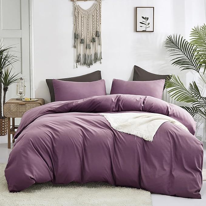 Luxlovery Purple Comforter Set Twin Women Girls Pale Mauve Bedding Comforter Set Solid Lilac Soft Breathable Pale Mauve Blanket Quilts 3 Piece Modern Bedding Set for Women Men Adults Twin Bed