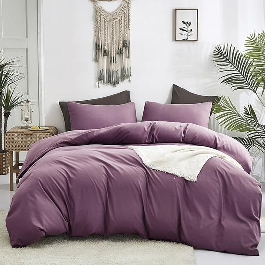 Luxlovery Purple Comforter Set Twin Women Girls Pale Mauve Bedding Comforter Set Solid Lilac Soft Breathable Pale Mauve Blanket Quilts 3 Piece Modern Bedding Set for Women Men Adults Twin Bed