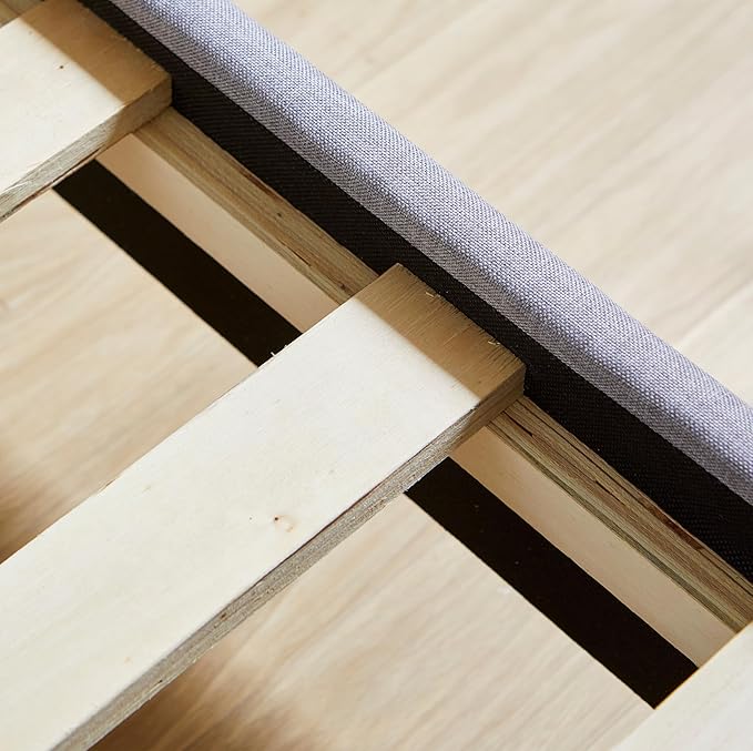 Livinia Stella Twin Size Platform Bed, Fabric Upholstered Twin Bed Frame with Height Adjustable Headboard Footboard, Strong Wood Slats, No Box Spring Needed, Gray (Twin)