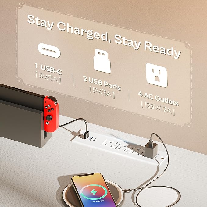 Huuger 63 Inch LED TV Stand Dresser with Power Outlets, USB-C Port and LED Lights, 10 Fabric Drawer Dresser for Bedroom, Long Entertainment Center for 65, 70 Inch TV, Open Shelves, PU Leather, White