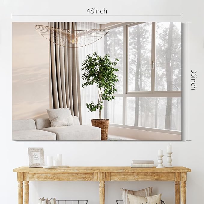 Frameless Rectangle Mirror, 36x48 Inch Large Bathroom Mirrors for Wall Over Sink, Upgraded Shatterproof Vanity Mirror with Polished Edge for Bathroom,Bedroom,Living Room and Entryway