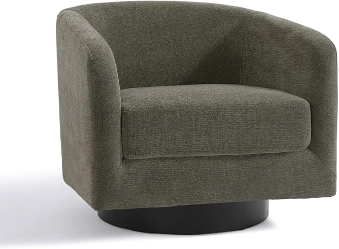 UIXE Swivel Accent Chairs Set of 2, Chenille Barrel Chair Upholstered Armchair for Living Room, Modern Round Arm Chair Small Single Sofa Bedroom Reading Seat - Tan