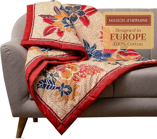 Maison d' Hermine Throw Blanket for Couch Lightweight Soft Warm Breathable Cotton Throw Blankets for Bed Girls Boys Women Men Gifts Sofa Travel Living Room Chair Bedding (50"x60", Kalahari)