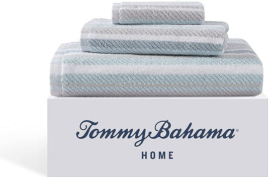 Tommy Bahama Nautica - Bath Towels, Highly Absorbent & Soft, Stylish Bathroom Decor (Zane Chevron Blue, 6 Piece)