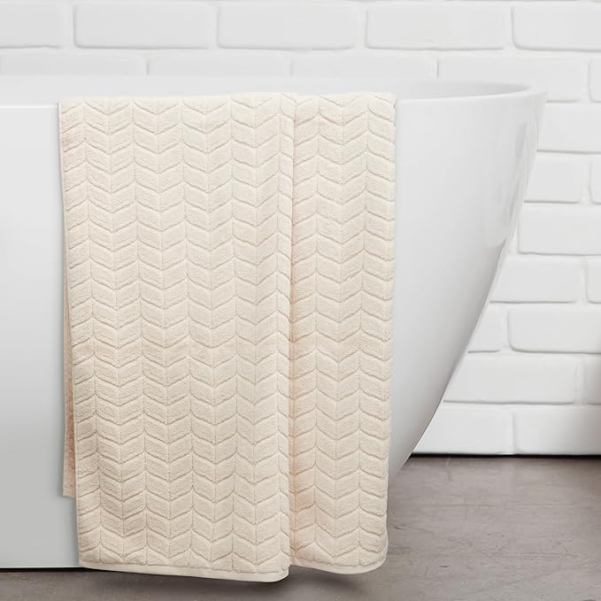 Ultra Soft & Stylish 700 GSM Luxury Bath Sheets | Pack of 2 | Extra Large 35x70 Inches | 100% Zero-Twist, Long-Staple Cotton | Remarkably Absorbent (Papyrus)