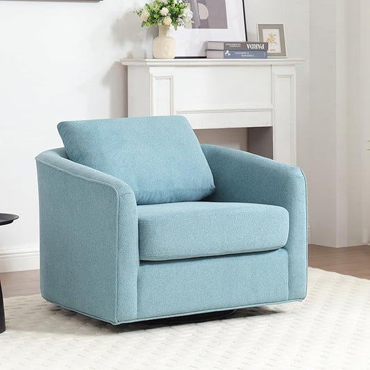 MINCETA Accent Chairs,Oversized 360 Swivel Armchair(Seat Area:25.6" D x 26.8" W),Modern Comfy Reading Chairs for Living Room with Metal Base,Performance Fabric in Teal