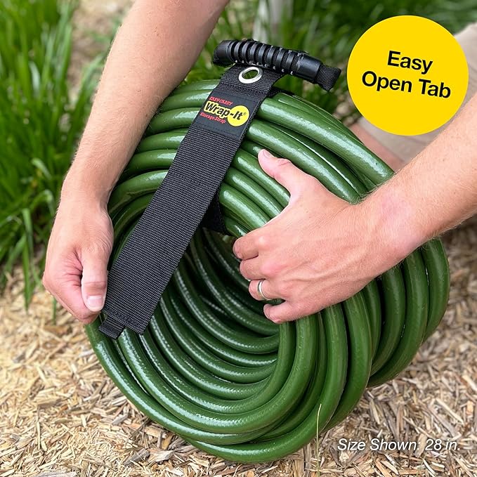Easy-Carry Wrap-It Storage Straps - 28” (2-Pack) Blaze Orange with Grommet - Heavy Duty Wrap It Storage Straps and Extension Cord Wrap for Water Hose Storage